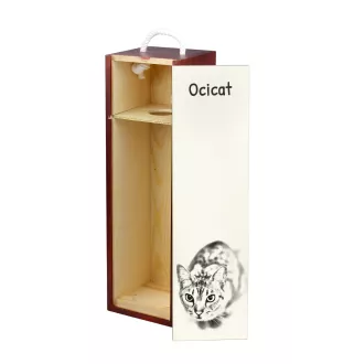 Ocicat - boîte à vin avec un chat, boîte à alcool avec une illustration, boîte personnalisée pour cadeau de la marque Art-Dog