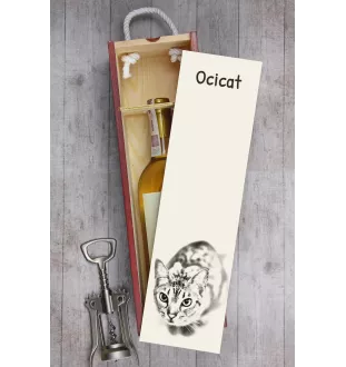 Ocicat - boîte à vin avec un chat, boîte à alcool avec une illustration, boîte personnalisée pour cadeau de la marque Art-Dog