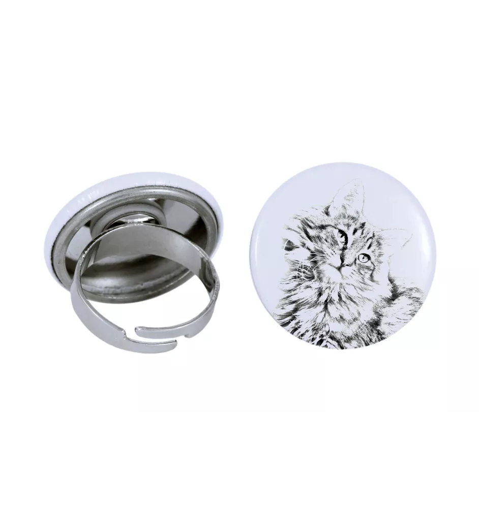 Chat des forêts norvégiennes - une bague unique, faite à la main, bijoux pour femmes de la marque Art-Dog