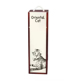 Chat oriental - boîte à vin avec un chat, boîte à alcool avec une illustration, boîte personnalisée pour cadeau de la marque Art-Dog