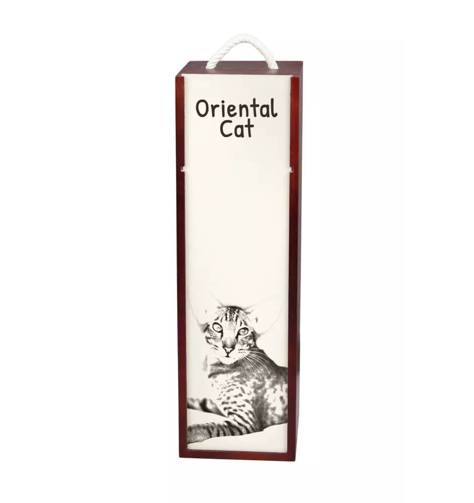 Oriental Cat - wine box with a cat, alcohol box with graphics, personalized gift box from the Art-Dog brand
