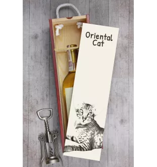 Chat oriental - boîte à vin avec un chat, boîte à alcool avec une illustration, boîte personnalisée pour cadeau de la marque Art-Dog