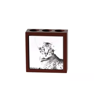 Oriental Cat - pen holder with a cat, desk organizer with a print, personalized desk decoration by Art-Dog brand