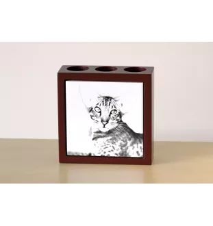 Oriental Cat - pen holder with a cat, desk organizer with a print, personalized desk decoration by Art-Dog brand