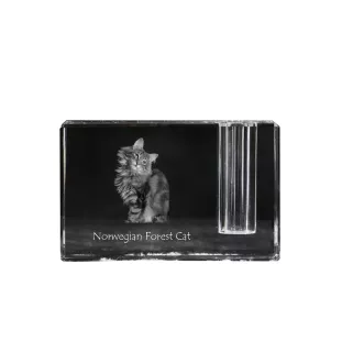 Norweski leśny penholder kryształowy z kotem Art-Dog