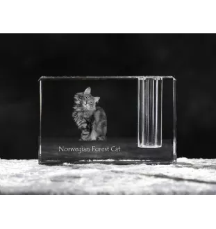 Norweski leśny penholder kryształowy z kotem Art-Dog