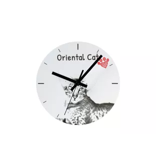 Oriental Cat - wall clock with a cat, shelf clock with a print, personalized home decoration from the Art-Dog brand