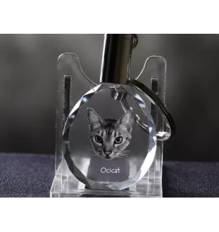Ocicat - Fob with cat photo, crystal key ring in gift box, unique gift by Art-Dog brand