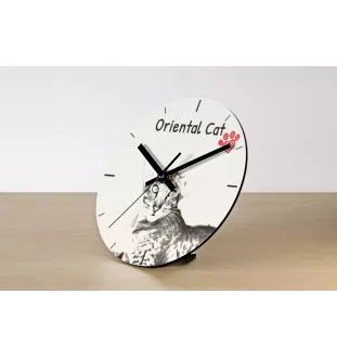 Oriental Cat - wall clock with a cat, shelf clock with a print, personalized home decoration from the Art-Dog brand