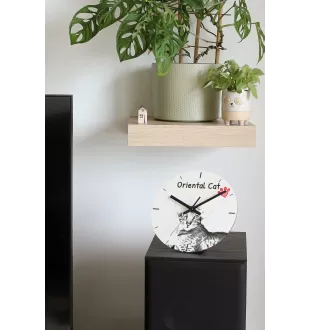 Oriental Cat - wall clock with a cat, shelf clock with a print, personalized home decoration from the Art-Dog brand