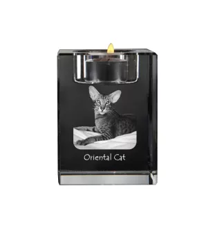 Oriental świecznik kryształowy z kotem Art-Dog