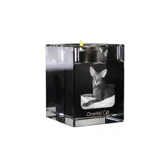 Oriental świecznik kryształowy z kotem Art-Dog