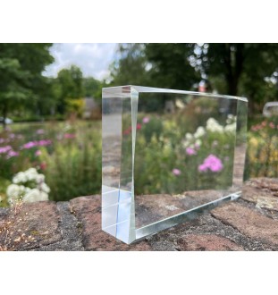 Dänisch-Schwedischer Farmhund, Dansk-Svensk Gårdshund - Kristall mit einem Hundebild, Bild im Glas, moderne Ausstellung des Art-Dog-Bildes.