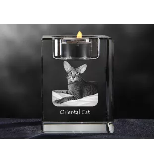 Oriental świecznik kryształowy z kotem Art-Dog
