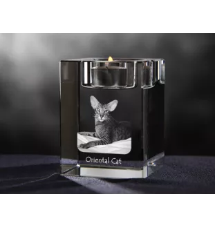 Oriental świecznik kryształowy z kotem Art-Dog