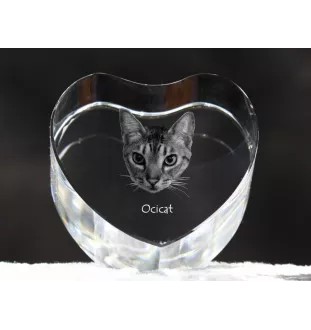 Ocicat - Kristalluhr mit Katzenbild, Herzregal-Uhr, personalisierte Standuhr von Art-Dog.