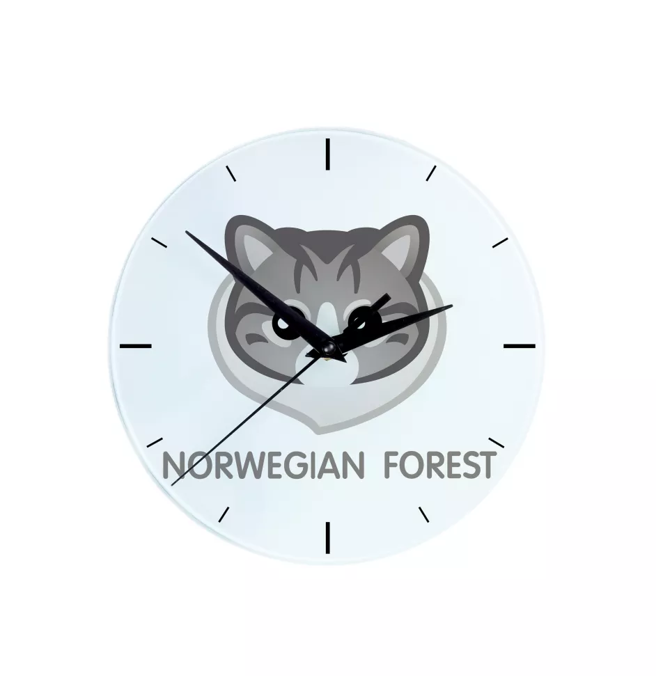 Norwegischer Wald - MDF-Uhr mit Grafik und Logo der Marke Art-Dog