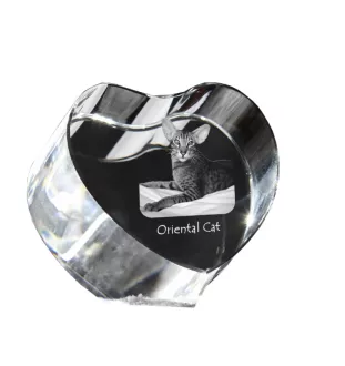 Oriental Cat - crystal clock with a picture of a cat, heart-shaped shelf clock, personalized standing clock by Art-Dog brand