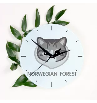 Norwegischer Wald - MDF-Uhr mit Grafik und Logo der Marke Art-Dog