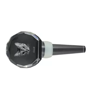 Ocicat - Crystal bottle stopper with cat, unique wine stopper with photo, personalised gift for sommelier by Art-Dog brand