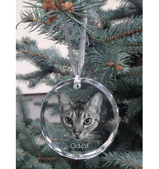Ocicat - crystal bauble with a photo, photo of a cat in crystal, personalized Christmas tree ornament by Art-Dog brand