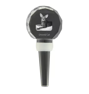Chat oriental - Bouchon de bouteille en cristal avec chat, bouchon de vin unique avec photo, cadeau personnalisé pour sommelier par la marque Art-Dog
