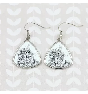 Norwegian Forest Cat - cat earrings, hanging earrings with a picture, personalized jewelry with Art-Dog brand print.
