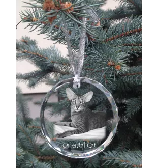 Chat oriental - boule de Noël en cristal avec une photo, photo d'un chat dans le cristal, décoration personnalisée pour sapin de Noël de la marque Art-Dog