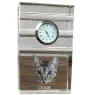 Ocicat - glass clock with a photo, photo of a cat in crystal, personalized standing office clock by Art-Dog brand