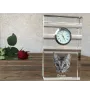 Ocicat - glass clock with a photo, photo of a cat in crystal, personalized standing office clock by Art-Dog brand