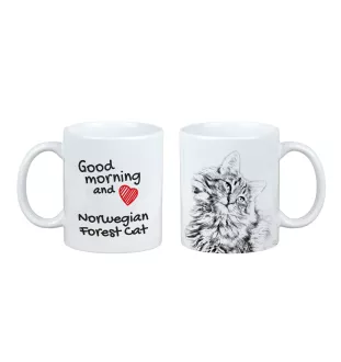 Norweski leśny kubek z kotem good morning Art-Dog