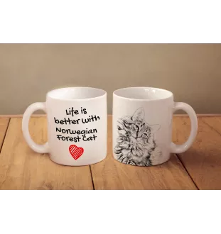 Forêt norvégienne - tasse avec un chat, tasse avec une photo, cadeau personnalisé de la marque Art-Dog