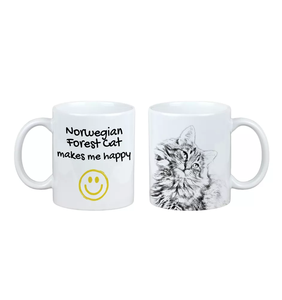 Norwegischer Wald - Tasse mit Katze, fröhliche Tasse für Hundefreunde, personalisiertes Geschenk der Marke Art-Dog