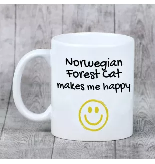 Norwegischer Wald - Tasse mit Katze, fröhliche Tasse für Hundefreunde, personalisiertes Geschenk der Marke Art-Dog