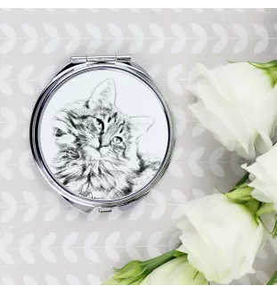 Chat des forêts norvégiennes - miroir de poche avec un chat, miroir personnalisé pour sac à main, miroir compact avec impression de la marque Art-Dog