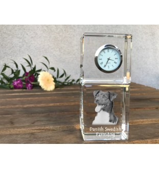 Chien de ferme dano-suédois, Dansk-svensk gårdshund - montre en cristal avec photo, photo de chien dans un cristal, horloge de bureau personnalisée de la marque Art-Dog