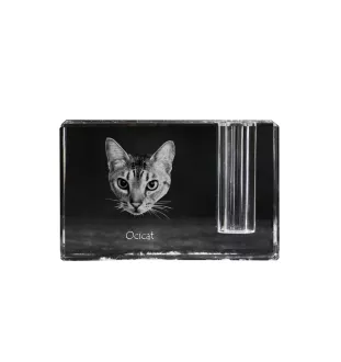 Ocicat - Porte-stylos, organiseur en cristal avec photo de chat, décoration de bureau unique par la marque Art-Dog