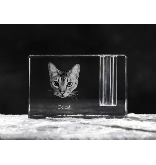 Ocicat - Porte-stylos, organiseur en cristal avec photo de chat, décoration de bureau unique par la marque Art-Dog
