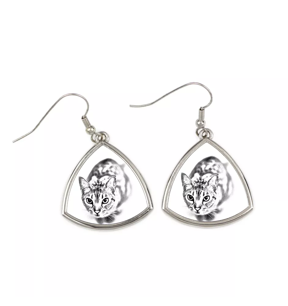 Ocicat - boucles d'oreilles avec un chat, boucles d'oreilles pendantes avec une image, bijoux personnalisés avec l'impression de la marque Art-Dog