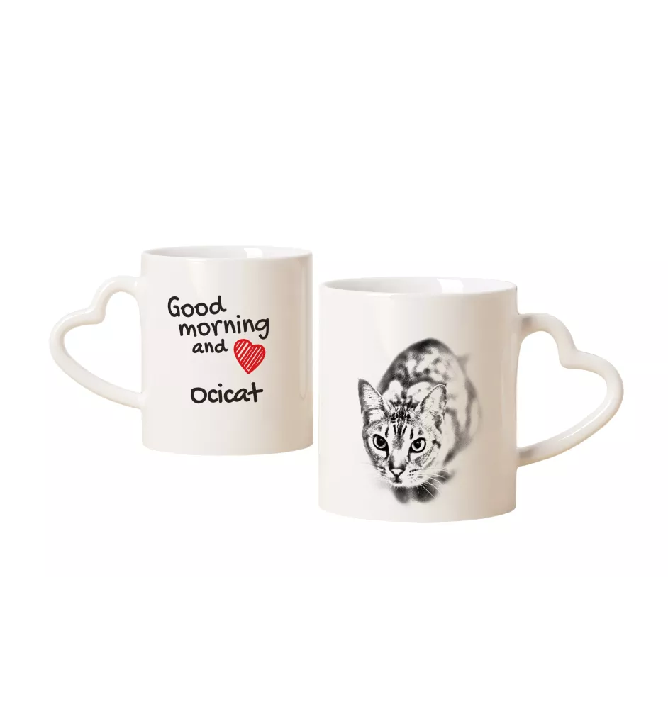 Ocicat Tasse mit Katze, entzückende Tasse mit herzförmigem Henkel, universelles Geschenk der Marke Art-Dog