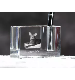 Oriental Cat - Pen stand, crystal organiser with cat photo, unique desk decoration by Art-Dog brand