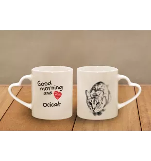 Ocicat Tasse mit Katze, entzückende Tasse mit herzförmigem Henkel, universelles Geschenk der Marke Art-Dog