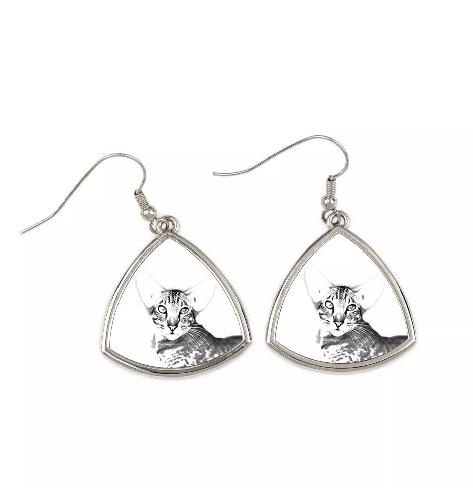 Chat oriental - boucles d'oreilles avec un chat, boucles d'oreilles pendantes avec une image, bijoux personnalisés avec l'impression de la marque Art-Dog