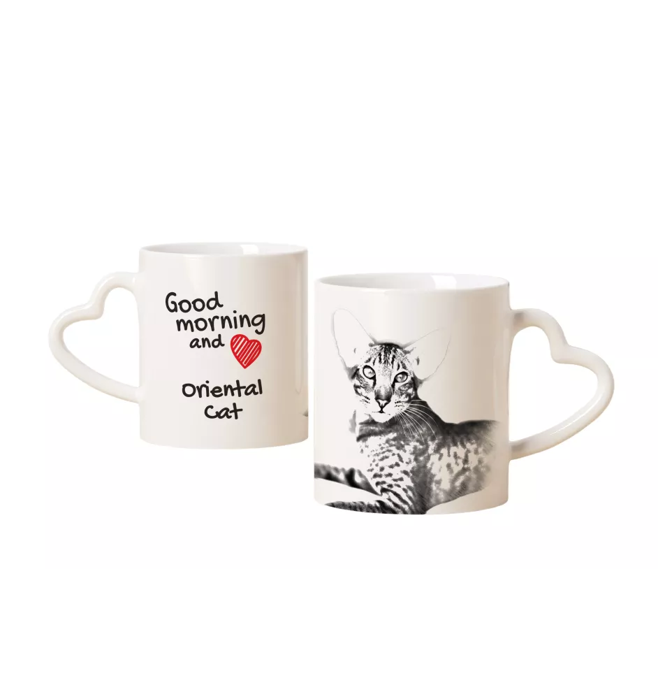 Orientalisch Tasse mit Katze, entzückende Tasse mit herzförmigem Henkel, universelles Geschenk der Marke Art-Dog