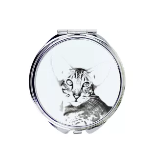 Orientalische Katze - Taschenspiegel mit Katze, personalisierter Taschenspiegel, kompakter Spiegel mit Art-Dog-Logo