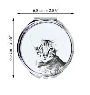 Oriental Cat - pocket mirror with a cat, personalized mirror for a purse, compact mirror with Art-Dog brand print