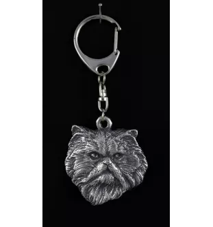 Chat persan - porte-clés argenté, décoration de sac à main, pendentif de sac à dos par Art-Dog