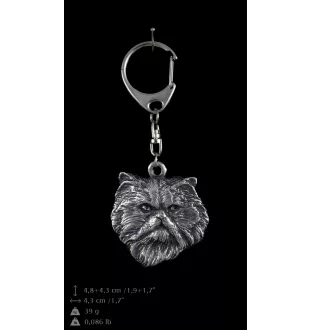 Chat persan - porte-clés argenté, décoration de sac à main, pendentif de sac à dos par Art-Dog