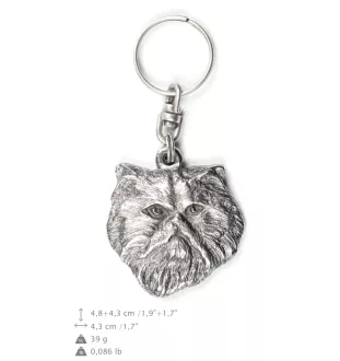 Chat persan - porte-clés argenté, décoration de sac à main, pendentif de sac à dos par Art-Dog