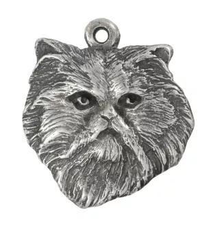 Chat persan - porte-clés argenté, décoration de sac à main, pendentif de sac à dos par Art-Dog